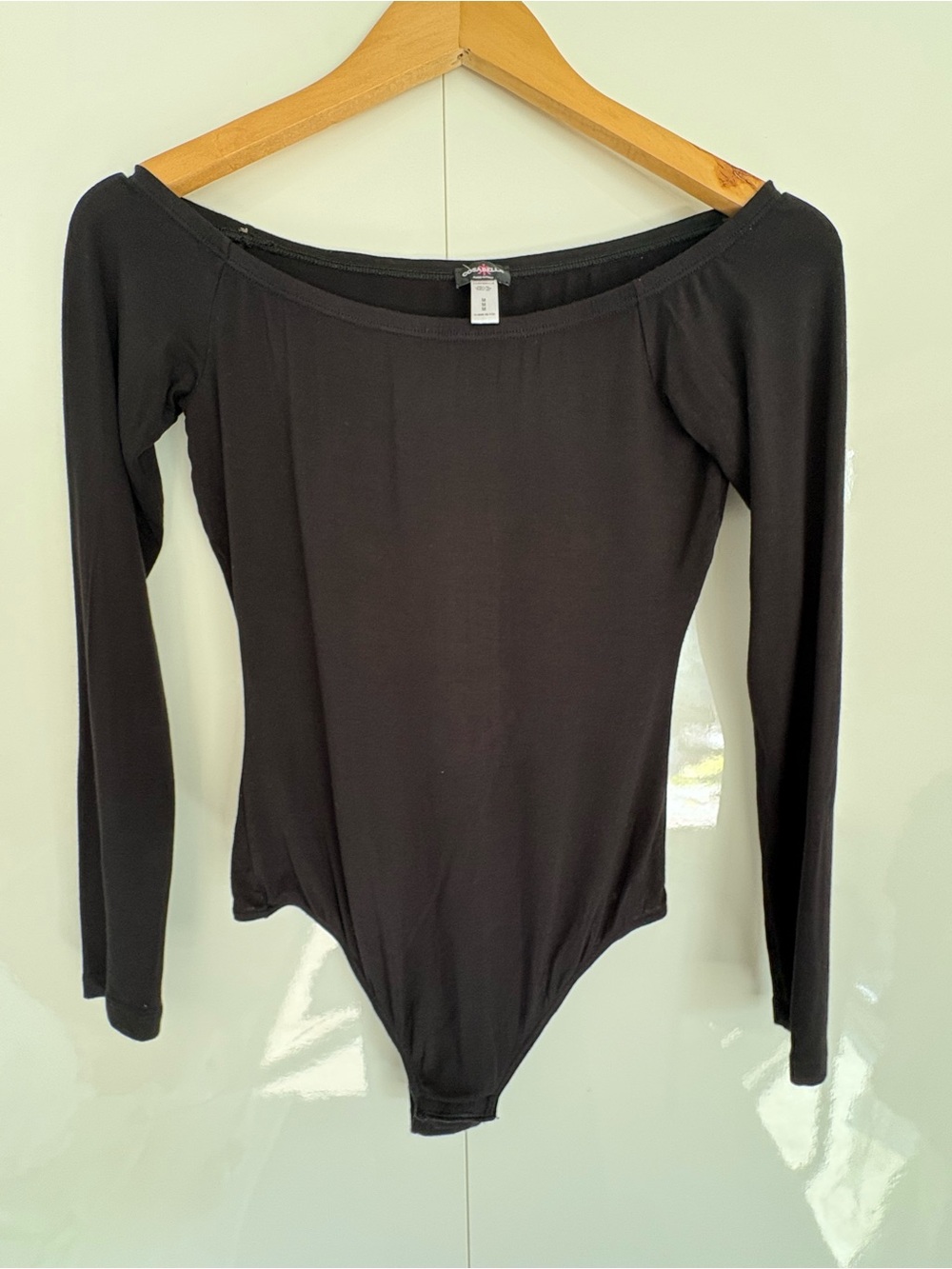 Cosabella Minimalista Black Off-The-Shoulder Bodysuit, size M